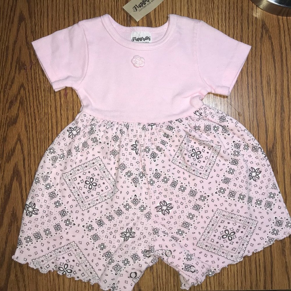 Flapdoodles pink bandana romper girls 6 months NWT